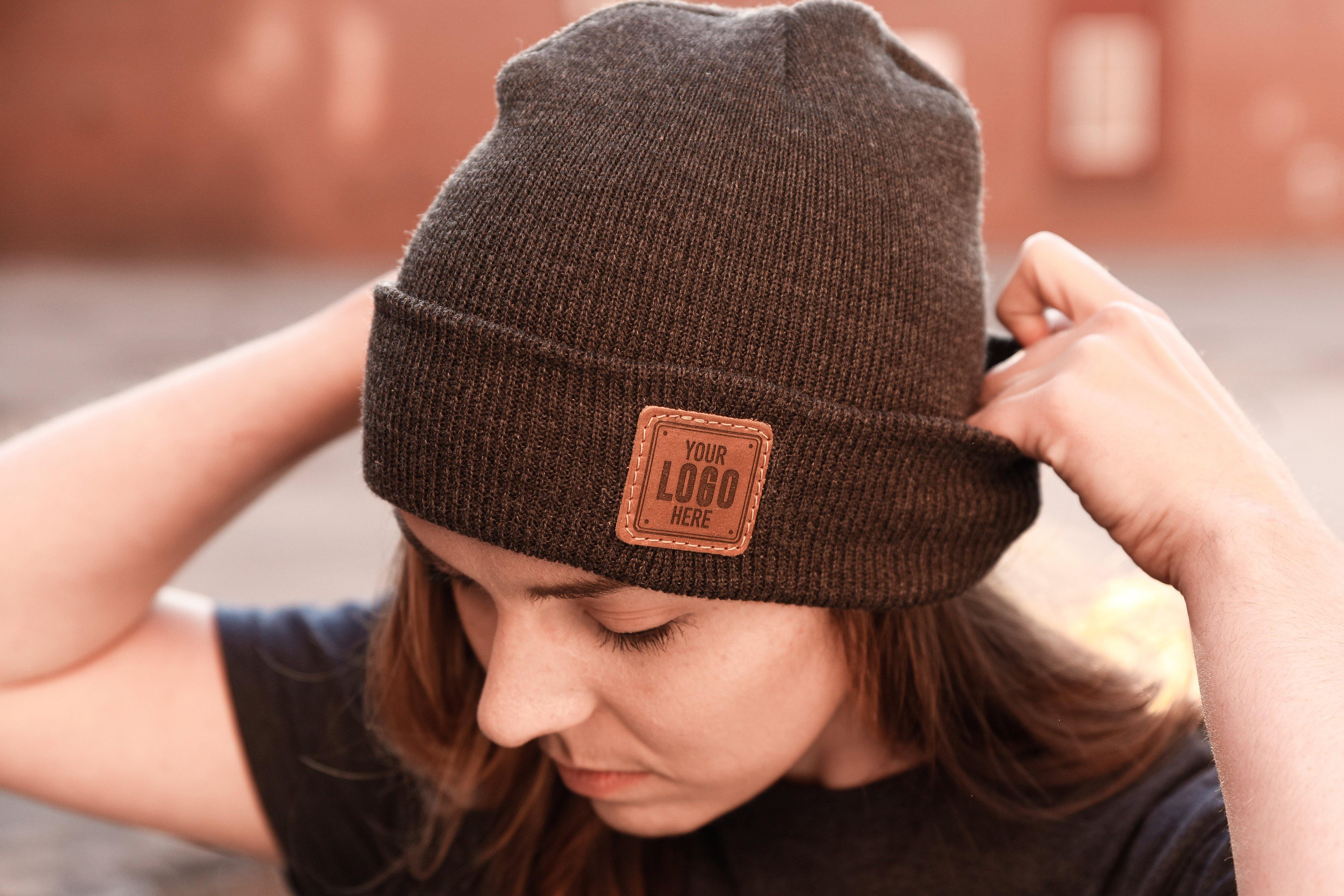Custom Beanies With Logo | Customized Beanie With Leather Patch